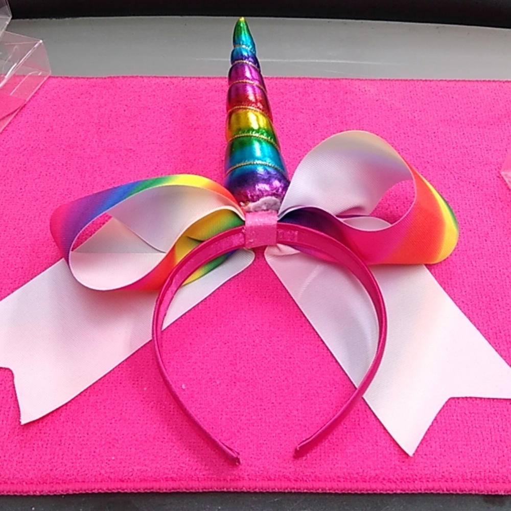 Handmade unicorn cheerleader bow headband